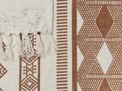 Manta Decorativa Em Algodao Creme E Castanho 130 X 180 Cm Jorhat