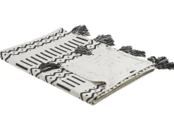 Manta Decorativa Em Algodao Preto E Branco 130 X 180 Cm Unnao