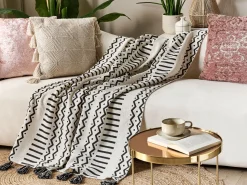 Manta Decorativa Em Algodao Preto E Branco 130 X 180 Cm Unnao