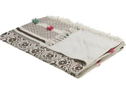 Manta Decorativa Em Algodao Creme E Castanho 130 X 180 Cm Chinsurah