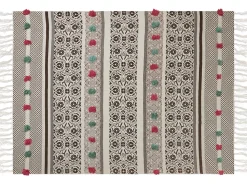 Manta Decorativa Em Algodao Creme E Castanho 130 X 180 Cm Chinsurah