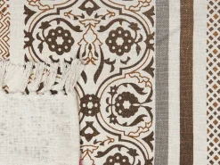 Manta Decorativa Em Algodao Creme E Castanho 130 X 180 Cm Chinsurah