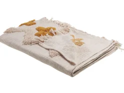 Manta Decorativa Em Algodao Creme E Amarelo 130 X 180 Cm Adoni
