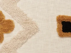 Manta Decorativa Em Algodao Creme E Amarelo 130 X 180 Cm Adoni