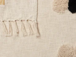 Manta Decorativa Em Algodao Creme E Amarelo 130 X 180 Cm Adoni