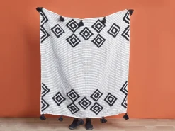 Manta Decorativa Preta E Branca 130 X 150 Cm Saatli