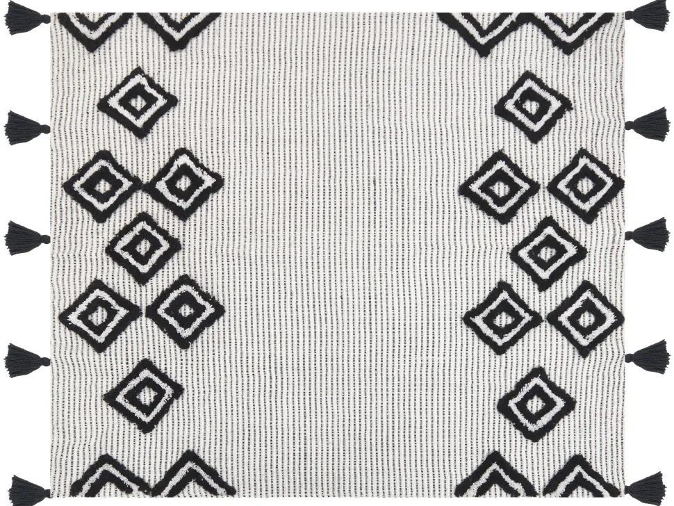 Manta Decorativa Preta E Branca 130 X 150 Cm Saatli