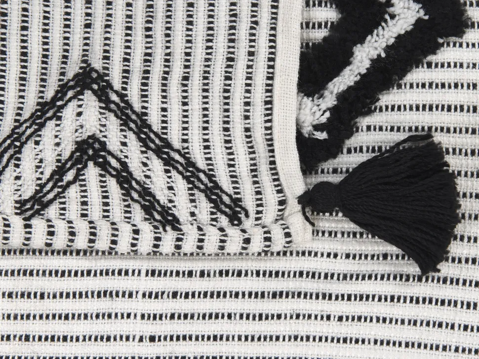Manta Decorativa Preta E Branca 130 X 150 Cm Saatli