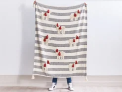 Manta Em Algodao Branco E Cinzento 125 X 150 Cm Namtar
