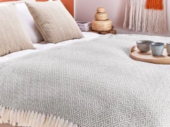 Manta Em Algodao Rosa E Creme 125 X 150 Cm Mityal