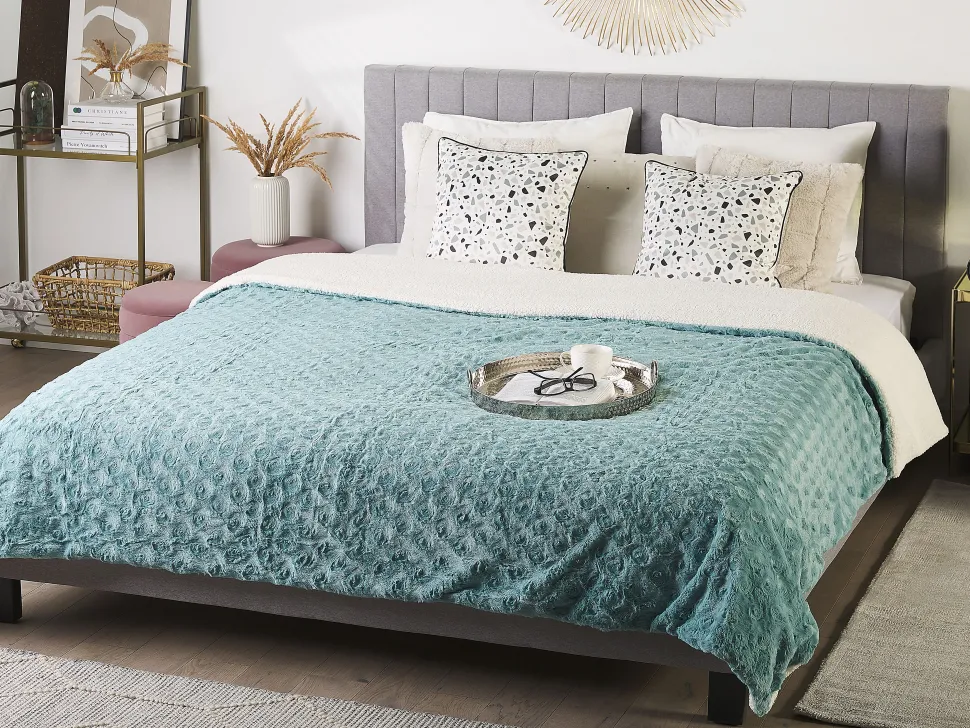 Manta Em Poliester Verde Claro E Branco 200 X 220 Cm Kandilli