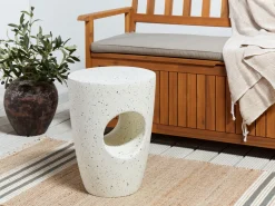 Mesa De Apoio Branca Com Efeito Terrazzo Edolo