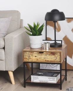 Mesa De Apoio Com 1 Gaveta Em Madeira Escura Berkley