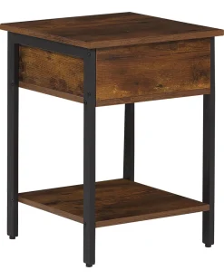 Mesa De Apoio Com 1 Gaveta Em Madeira Escura Vester