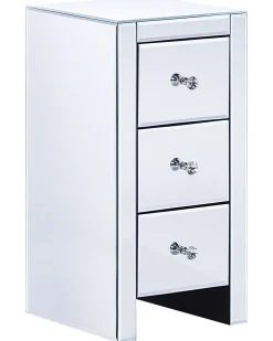 Mesa De Apoio Com 3 Gavetas Em Efeito Espelhado Prateada Lorris