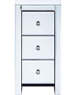 Mesa De Apoio Com 3 Gavetas Em Efeito Espelhado Prateada Lorris