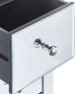 Mesa De Apoio Com 3 Gavetas Em Efeito Espelhado Prateada Lorris