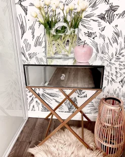 Mesa De Apoio Com 1 Gaveta Em Efeito Espelhado Vivy