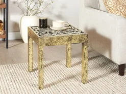 Mesa De Apoio Em Madeira Preta E Dourada Palasi