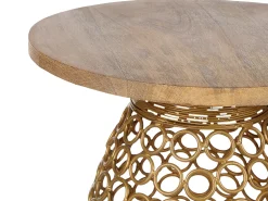 Mesa De Apoio Em Madeira Clara De Mango E Dourada Waihi