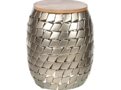 Mesa De Apoio Em Madeira Clara De Mango E Prateado Jabiru