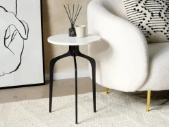 Mesa De Apoio Em Marmore Branco Com Preto Tihoi