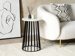 Mesa De Apoio Em Marmore Branco Com Preto Taree