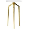 Mesa De Apoio Em Marmore Branco E Dourado Tilpa
