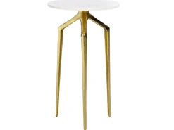 Mesa De Apoio Em Marmore Branco E Dourado Tilpa