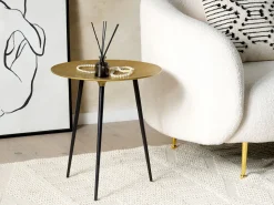 Mesa De Apoio Em Metal Dourado E Preto Waipu