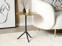 Mesa De Apoio Em Metal Dourado E Preto Eravur
