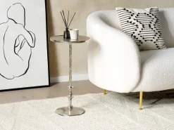 Mesa De Apoio Em Metal Prateado Meda