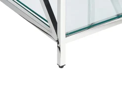 Mesa De Apoio Prateada Com Tampo De Vidro Audet