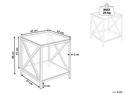 Mesa De Apoio Prateada Com Tampo De Vidro Audet