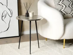 Mesa De Apoio Prateada E Preta Telfer