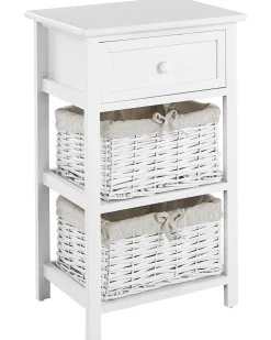 Mesa De Cabeceira Com 2 Cestos Branca Flowella