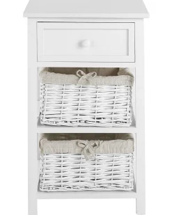 Mesa De Cabeceira Com 2 Cestos Branca Flowella