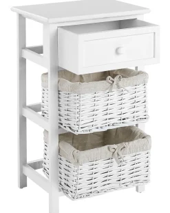 Mesa De Cabeceira Com 2 Cestos Branca Flowella