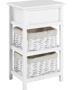 Mesa De Cabeceira Com 2 Cestos Branca Flowella