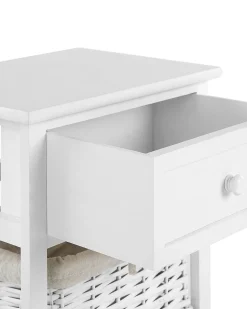 Mesa De Cabeceira Com 2 Cestos Branca Flowella