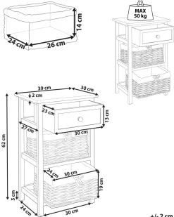 Mesa De Cabeceira Com 2 Cestos Branca Flowella