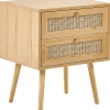 Mesa De Cabeceira Com 2 Gavetas Em Rattan Em Madeira Clara Perote
