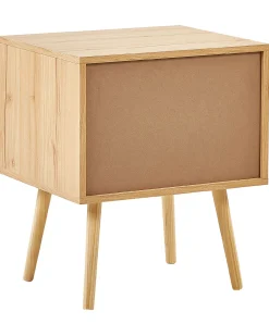 Mesa De Cabeceira Com 2 Gavetas Em Rattan Em Madeira Clara Perote