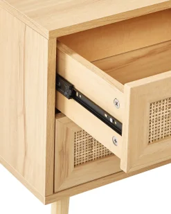 Mesa De Cabeceira Com 2 Gavetas Em Rattan Em Madeira Clara Perote
