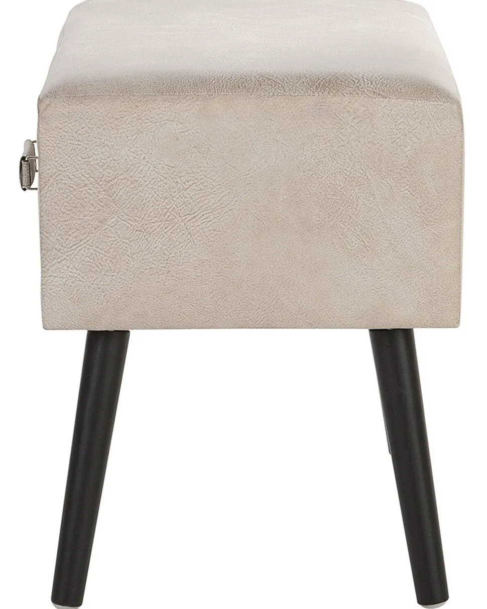 Mesa De Cabeceira Com 1 Gaveta Em Pele Sintetica Creme Eurostar