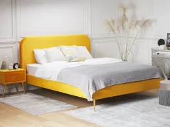 Mesa De Cabeceira Com 1 Gaveta Em Veludo Amarelo Flayat