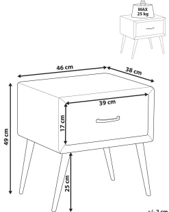 Mesa De Cabeceira Com 1 Gaveta Em Veludo Amarelo Flayat