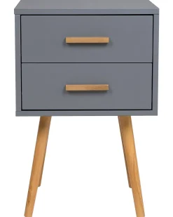Mesa De Cabeceira Com 2 Gavetas Cinzenta Alabama