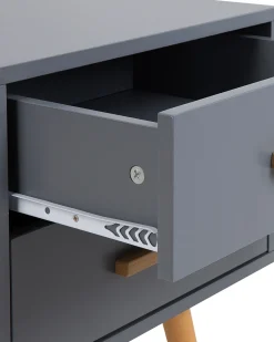 Mesa De Cabeceira Com 2 Gavetas Cinzenta Alabama