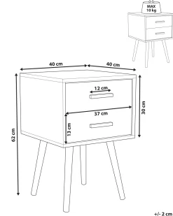 Mesa De Cabeceira Com 2 Gavetas Cinzenta Alabama